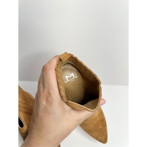 Marc Fisher Ankle Boots Womens Size 6.5 Tan Block Heel Suede Leather Booties New - Picture 7 of 10